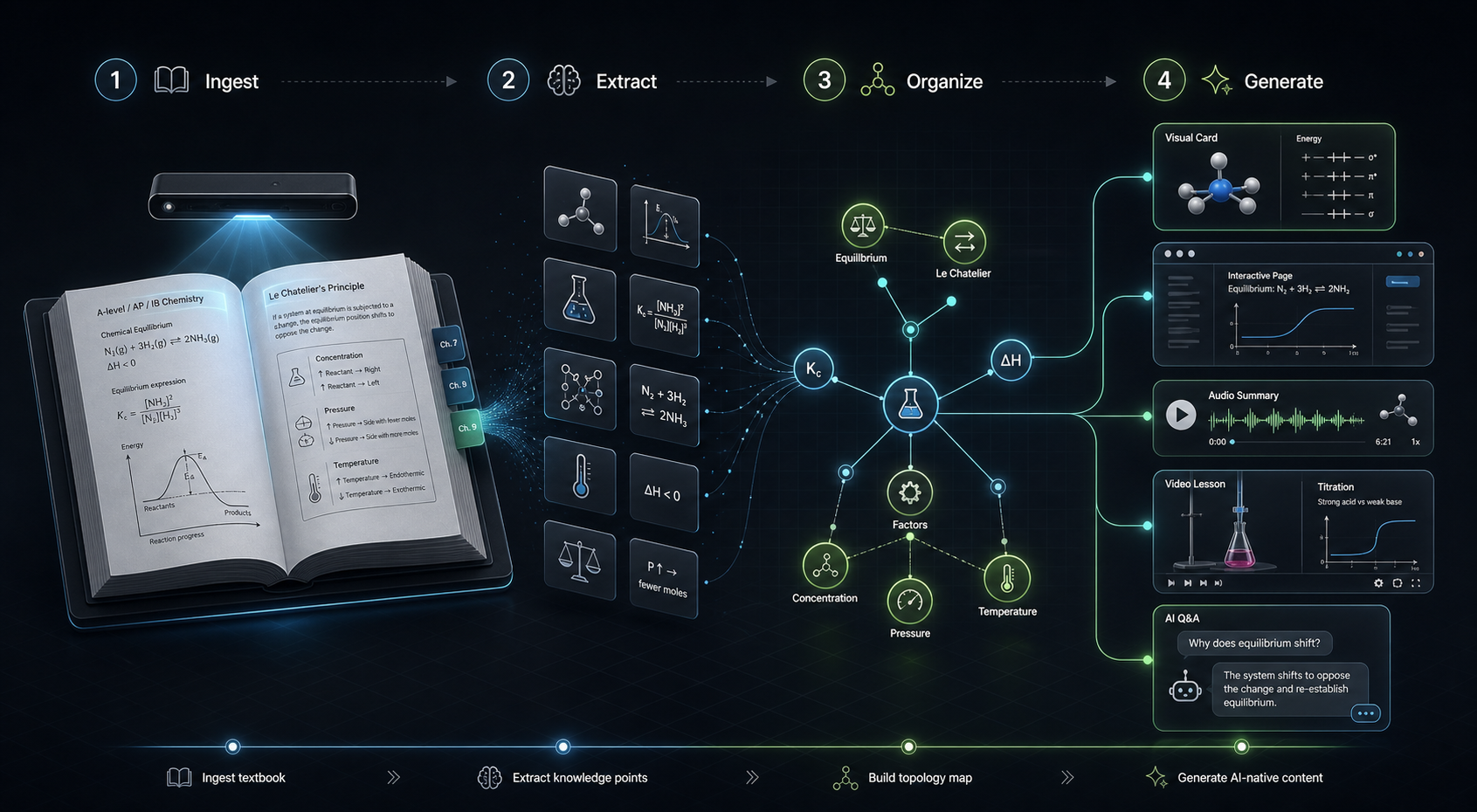 TopoLogic workflow from textbook to knowledge graph and AI-native learning formats